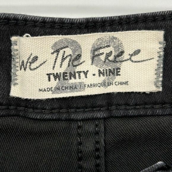 Free People We The Free Wide Leg Raw Edge Hem Jeans Black Size 29 - Picture 2 of 9